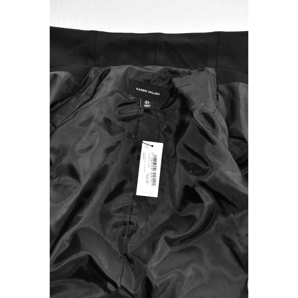 B0 NWT KAREN MILLEN Black Compact Stretch Cropped Blazer Jacket Size US 4 - Picture 7 of 8